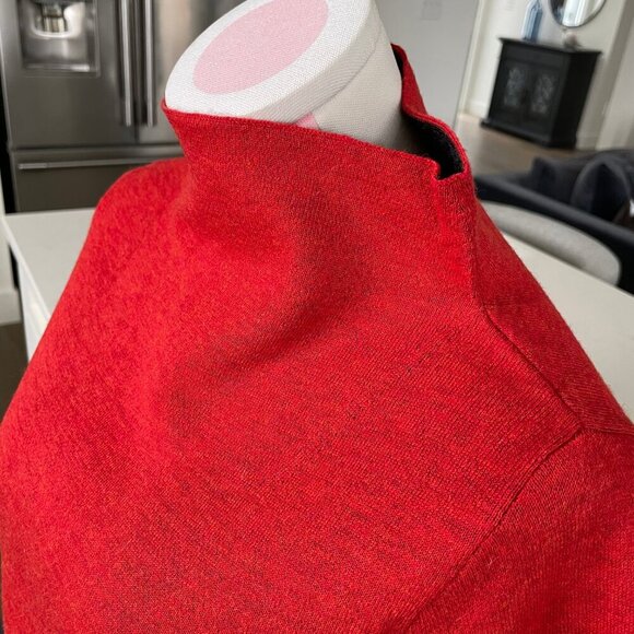 Eileen Fisher Funnel Neck LS Minimalist Merino Wool Blend Sweater Red Sz S - Picture 3 of 10